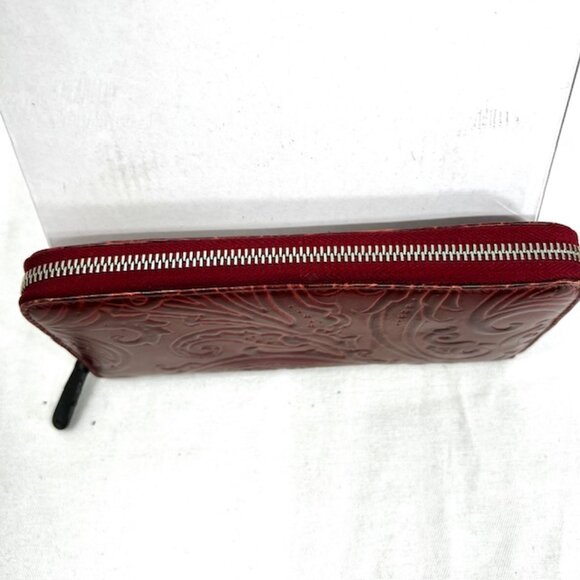 Unique Retro Leather Vintage Etro Women Burgendy Brown Wallet Full Zip 9x4" (10) - Picture 6 of 9